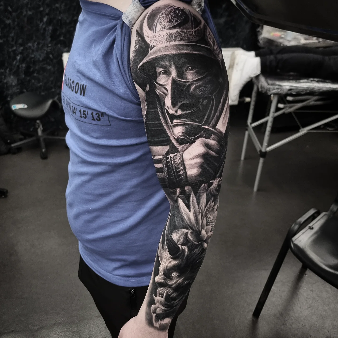 Black & grey realism portrait tattoo by Tomek Turlej